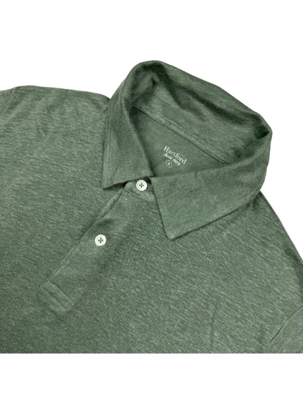 Hartford Men's Short Sleeve Linen Blend Polo Shirt Green • Small